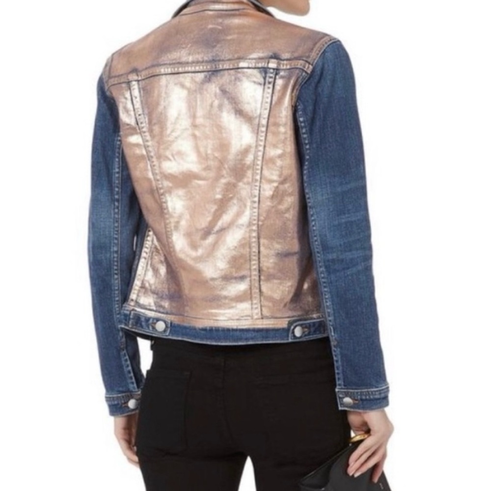 L"'Agence  Celine Denim Jacket with Rose Gold Foil Back NWOT